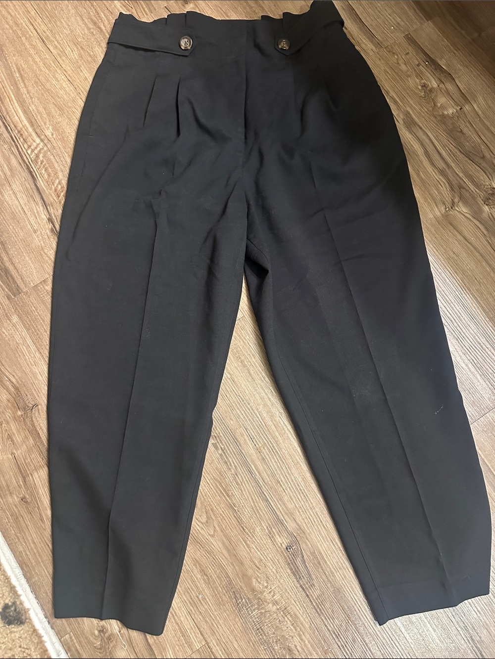 Ann Taylor Wide-Leg Black Pleated Front Trousers